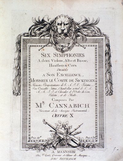 Sinfonian n. nuottien ensimmäinen sivu. 3, kirjoittanut Christian Cannabich tekijältä Unknown artist