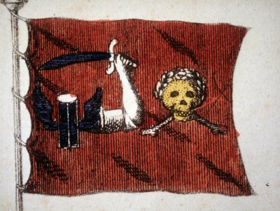 Barbaarimerirosvojen lippu, kaiverrus 1700-luvun lopulta. tekijältä Unknown artist