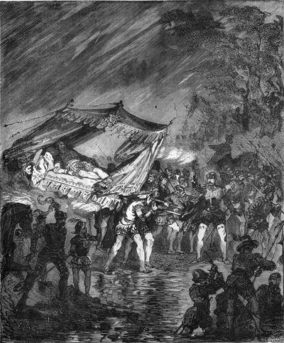 Kaarle V:n (1500-1558) lento Inspruckiin Saksaan (1552) tekijältä Unknown artist