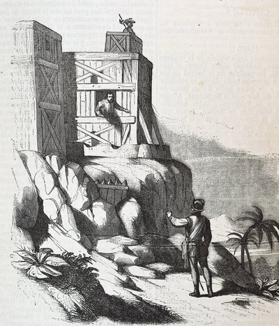Francisco Roldan puhuu Adelantado Bartholomew Columbuksen kanssa Hispaniolan saarella Fort Concepcionissa vuonna 1497 tekijältä Unknown artist