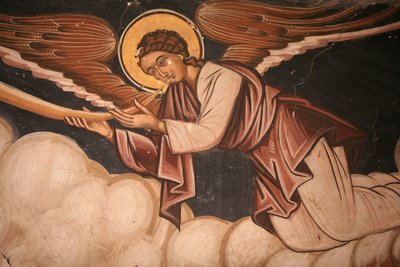 Fresko Koutloumousioun luostarin kirkossa, Athos-vuori, Kreikka, 2006 (kuva). tekijältä Unknown artist