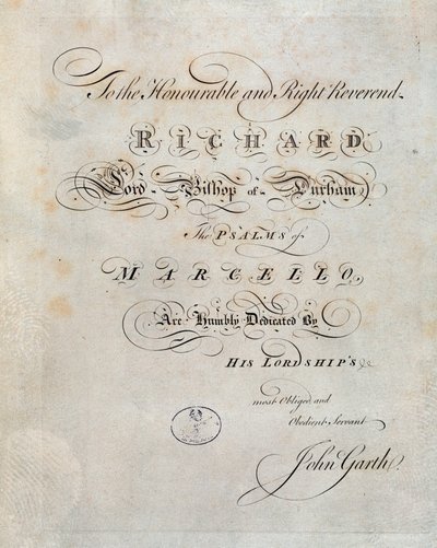 Benedetto Marcellon "" Psalmien" etulevy tekijältä Unknown artist