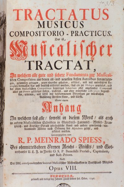 Tractatus musicuksen etukappale, kirjoittanut Meinrad Spiess tekijältä Unknown artist