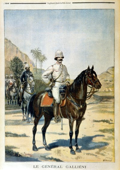 Kenraali Galliéni Madagaskarissa - "" Le Petit Journal" -julkaisussa 6.11.1899. tekijältä Unknown artist