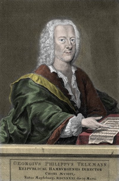 Georg Philipp Telemann (1681-1767), saksalainen säveltäjä. tekijältä Unknown artist