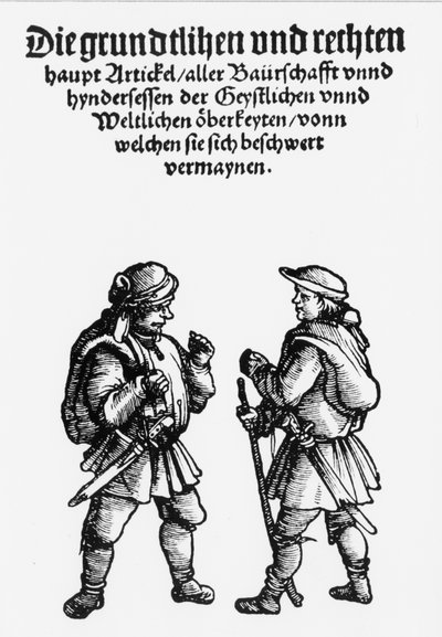 Saksalaiset talonpojat aseita 1500-luvun kapinan aikana. tekijältä Unknown artist