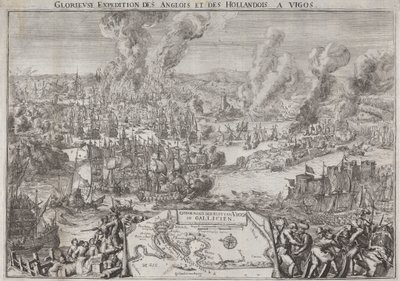Englantilaisten ja hollantilaisten loistava retkikunta Vigosiin (Admiral Rooken voitto Vigon edustalla, 12. lokakuuta 1702) tekijältä Unknown artist