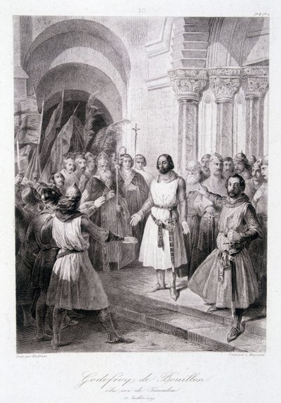 Godefroi of Bouillon valittiin Jerusalemin kuninkaaksi 23. heinäkuuta tekijältä Unknown artist