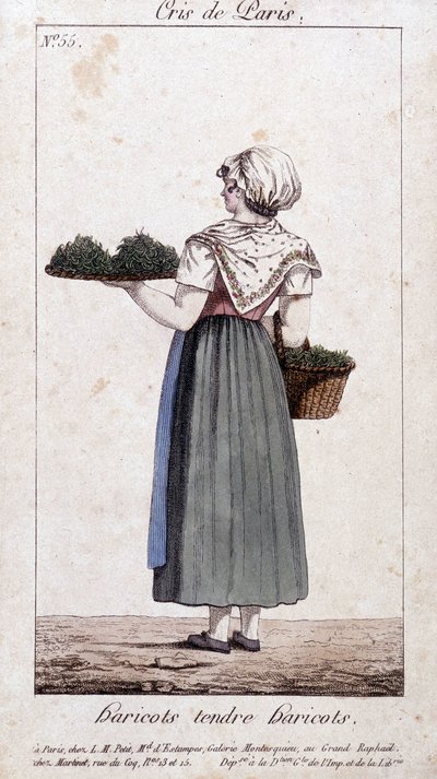 Vihreiden papujen kauppias - paikassa “” Cris de Paris”, deb. 1800-luvulla tekijältä Unknown artist