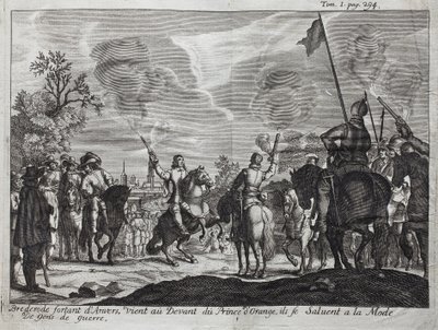 Henri, Brederoden kreivi (Hendrik Graaf van Brederode) (1531-1568), lähtee Antwerpenistä (Alankomaat, Alankomaat), saapuu Orange-Nassaun (Orange Nassau) William I:n, Orangen prinssin (tai Guillaume Hiljaisen) eteen. tekijältä Unknown artist