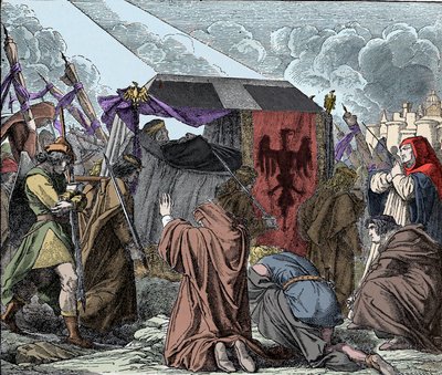 Henry VII:n kansansa surivat - Roomalaisten keisarin Henrik VII:n Luxemburgilaisen (n. 1275-1313) hautajaiset - tekijältä Unknown artist