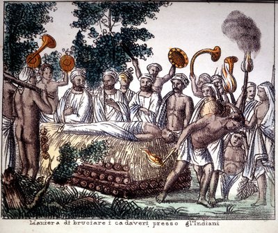 Hindulaisuus: tuhkauskohtaus. Yksityinen Coll. tekijältä Unknown artist
