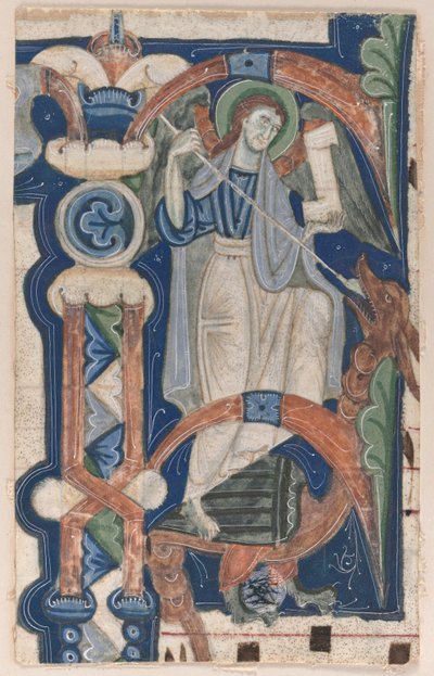 Historioitu alkukirjain (P) poistettu kuorokirjasta: St. Michael and the Dragon tekijältä Unknown artist