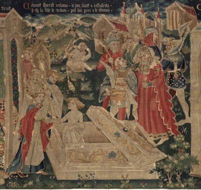 Saint Piatin ja Saint Eleuthèren historia, kohtaus 12: Tribiunin tyttären ylösnousemus tekijältä Unknown artist