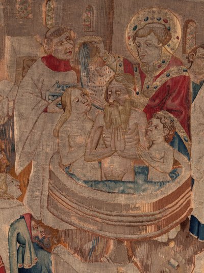Saint Piatin ja Saint Eleuthèren historia, kohtaus 6 Yksityiskohta mid. Kastekohtaus. tekijältä Unknown artist