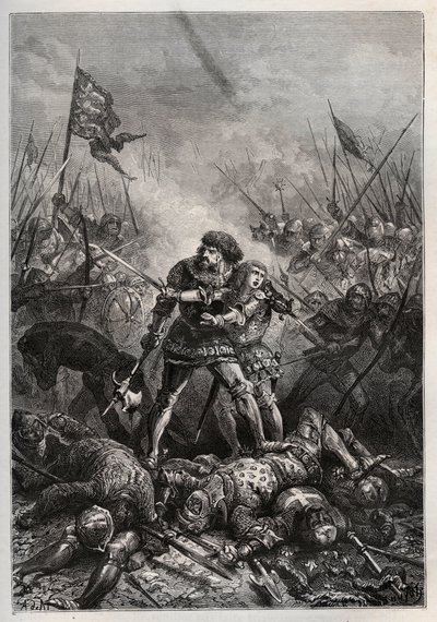 Satavuotinen sota: Ranskan kuningas Johannes II Hyvä ja hänen poikansa Philip II Burgundin (1342-1404), joka tunnetaan nimellä "Philippe le Hardi", taistelevat englantilaisia vastaan Poitiers