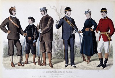 Metsästysasut, "" Le Journal des tailors"" tekijältä Unknown artist