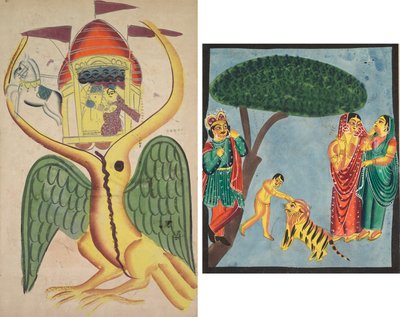 Jatayu estää Ravanan vaunuja yrittäessään estää Sitan sieppauksen tekijältä Unknown artist
