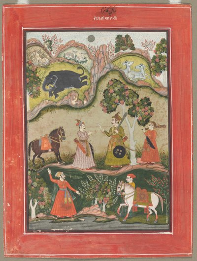 Kanhara Ragini: Inspiraatiolaulu Krishnalle Elephant Demonin tappamiseen, Ragamala-sarjasta tekijältä Unknown artist