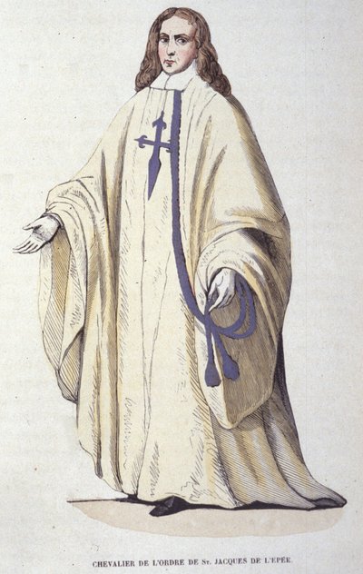 Pyhän Jaakobin ritarikunnan ritari, Espanjassa vuonna 1170 perustettu sotilasritarikunta. Kaiverrus 1800-luvulta. tekijältä Unknown artist