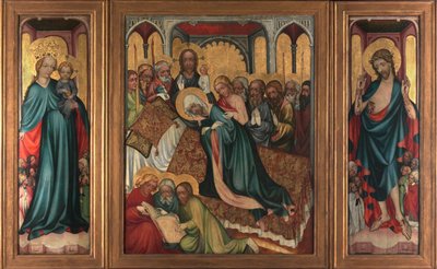 La mort de la Vierge - Retable de Roudnice (, vers 1410 - Neitsyen kuolema. Roudnicen alttaritaulu - Anonyymi. Tempera taulussa, n. 1410. Kansallisgalleria, Praha tekijältä Unknown artist