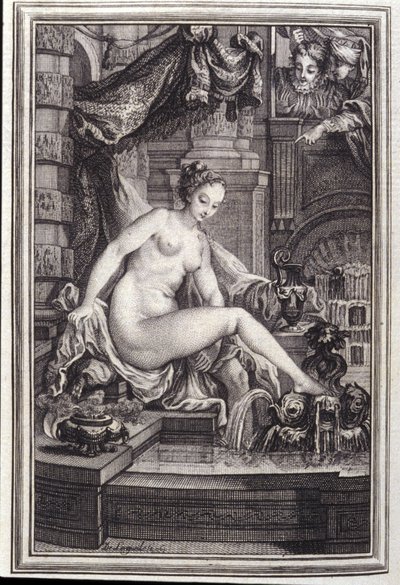 Kuningas Candaules ja mestari oikealla - Jean La Fontainen "Tarinoita ja novelleja säkeissä". 1762. tekijältä Unknown artist