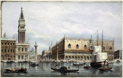 Le mole vu du canal - "Albumissa Venetsian tärkeimmistä näkymistä", ill. kirjoittanut Marco Moro, toim. Gio Brizeghel, v.1840 tekijältä Unknown artist