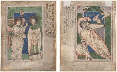 Psalterin lehti(?): Ilmoitus (recto); Syntymä (käänteinen) tekijältä Unknown artist