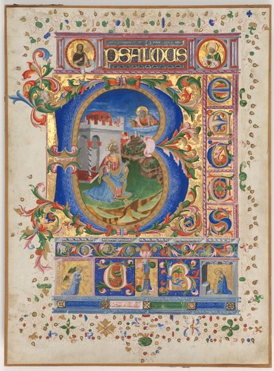 Lehti psalterista historioidulla alkukirjaimella (B): Kuningas Daavid tekijältä Unknown artist