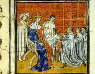 Ludvig X (1289 - 1316) myöntää valtakunnan juutalaisille peruskirjan - Juutalaisten lunastus vuonna 1315 heidän oikeudestaan palata Ranskan kuningaskuntaan sen jälkeen, kun Filippos Bel karkoitti vuonna 1308. Ne tunnistetaan valkoisesta ja punaisesta pyörä tekijältä Unknown artist