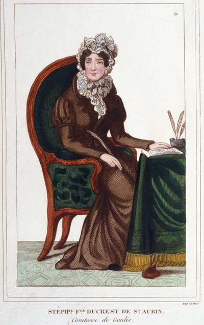 Madame de Genlis - Stephanie Feliciten muotokuva Saint-Aubinin harjasta (Saint Aubin) tekijältä Unknown artist