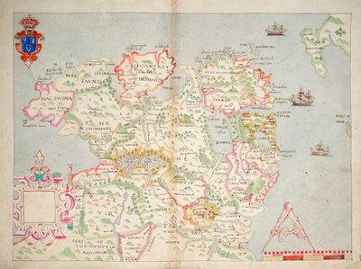 Pohjois-Irlannin kartta, noin 1600 (pellavakartta). tekijältä Unknown artist