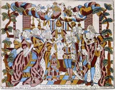 Ludvig XVI:n avioliitto Maris Antoinetten kanssa, noin 1774, Orleansissa. tekijältä Unknown artist