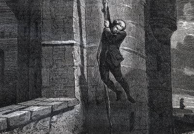 Masers De Latude pakenemassa Bastillesta - Jean Henryn Escape de la Bastille, dit Danry, dit Masers de Latude (1725-1805) - kaiverrus "Dictionnaire populaire illustrious" - 1864 - Joseph Decembre ja Edmond Allonier - tekijältä Unknown artist