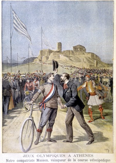 Masson voitti velosipediikkakilpailun Ateenan olympialaisissa - "" Le Petite Journal" -lehdessä 26.4.1896 tekijältä Unknown artist