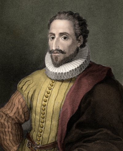 Miguel de Cervantes Saavedra 1547-1616 - kaiverrus - 1800-luku tekijältä Unknown artist