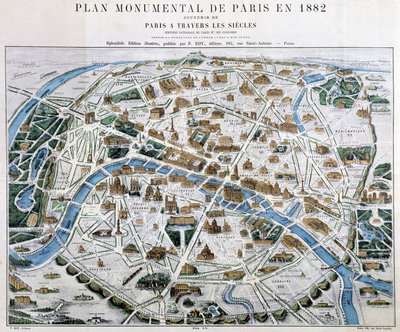 Pariisin monumentaalinen suunnitelma vuonna 1882 tekijältä Unknown artist