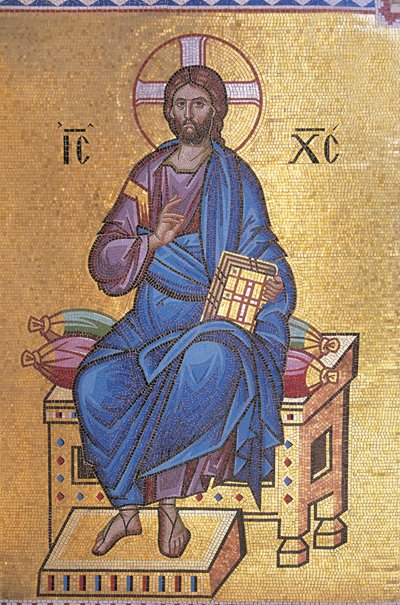 Mosaiikki, joka kuvaa Kristusta valtaistuimella tekijältä Unknown artist