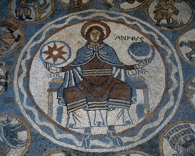 Mosaiikkilattia, joka kuvaa vuoden kuukausia tekijältä Unknown artist