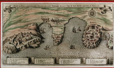 Nizza, Villefranche ja Monaco 1600-luvulla (maantieteellinen decoupe) tekijältä Unknown artist