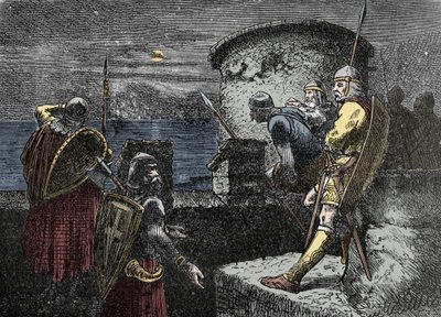 Pohjolan tähystäjällä - varegue vartija (varangilainen) tarkkailee horisonttia linnoitusten takana tekijältä Unknown artist