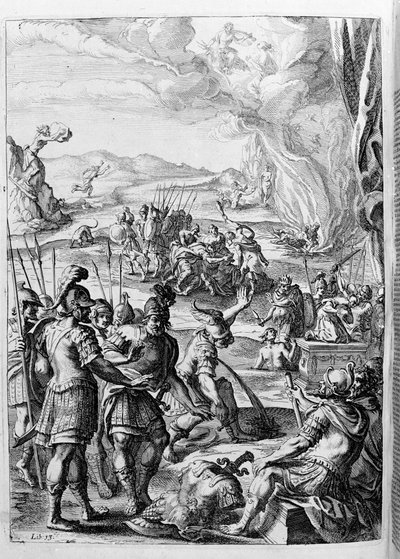 Ovidius (Ovidius) - kuvitus kirjalle 15 - (P. Ovidius Nasonis Metamorphose libri XV um noctis THE. Farnaby.) muistiinpano Thomas Farnaby (Farnaby) (1575-1647) tekijältä Unknown artist
