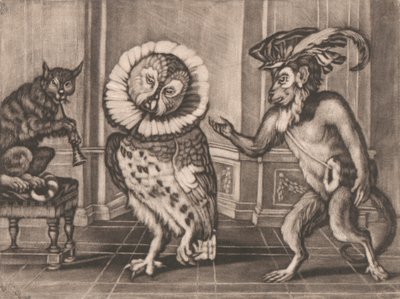 Pöllö, apina ja kissa, Mezzotintoes, Smith, Voi. III tekijältä Unknown artist