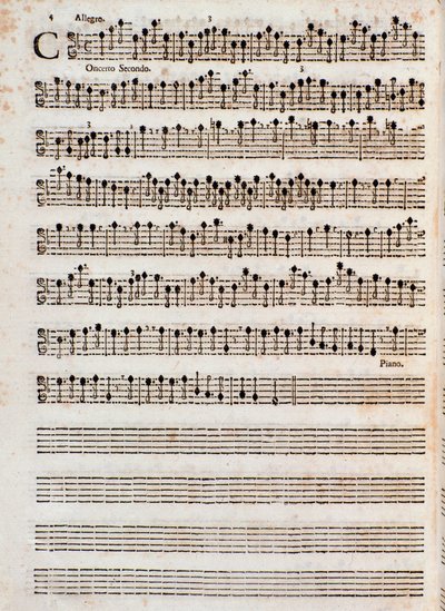 Sivu kappaleen "" Concerti a cinque, op. 5" kirjoittanut Tomaso Albinoni tekijältä Unknown artist