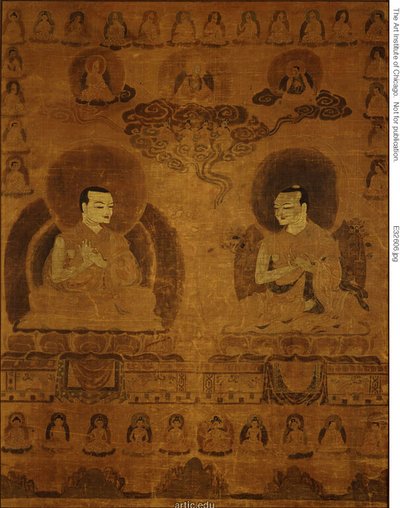 Sakyapa-linjan opettajien maalattu banneri (Thangka) tekijältä Unknown artist