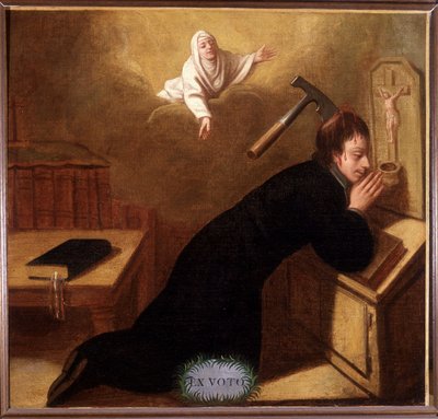 Pastori, kalloon istutettu kirves, jonka Pyhä Anna pelasti rukouksessa - Ex-Voto Sainte Anne d