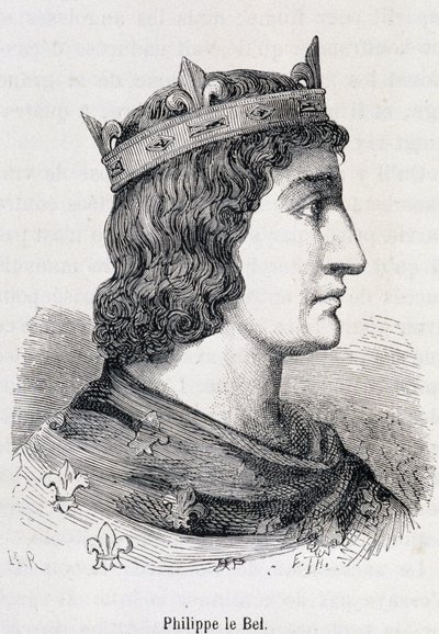 Philippe IV le Bel (1268 - 1314) - Henri Martinin teoksessa "Suositun Ranskan historia", Jouvet, Paris, T.1 tekijältä Unknown artist