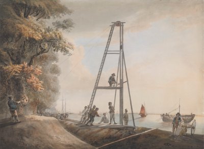 Paalutustyöt Thames-joen rannalla tekijältä Unknown artist