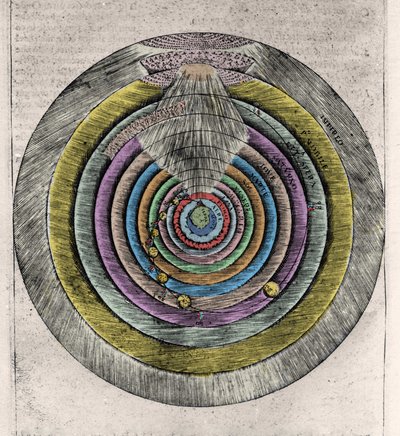 Paratiisin taivaiden suunnitelma Dante Alighierin (1265-1321) jumalallisen komedian jälkeen: Anonyymi kaiverrus 1600-luvulta tekijältä Unknown artist