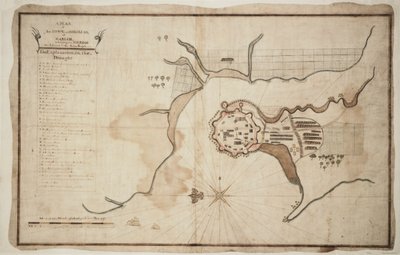 Garian kaupungin ja linnoituksen suunnitelma, noin 1755 (tussi, akvarelli). tekijältä Unknown artist